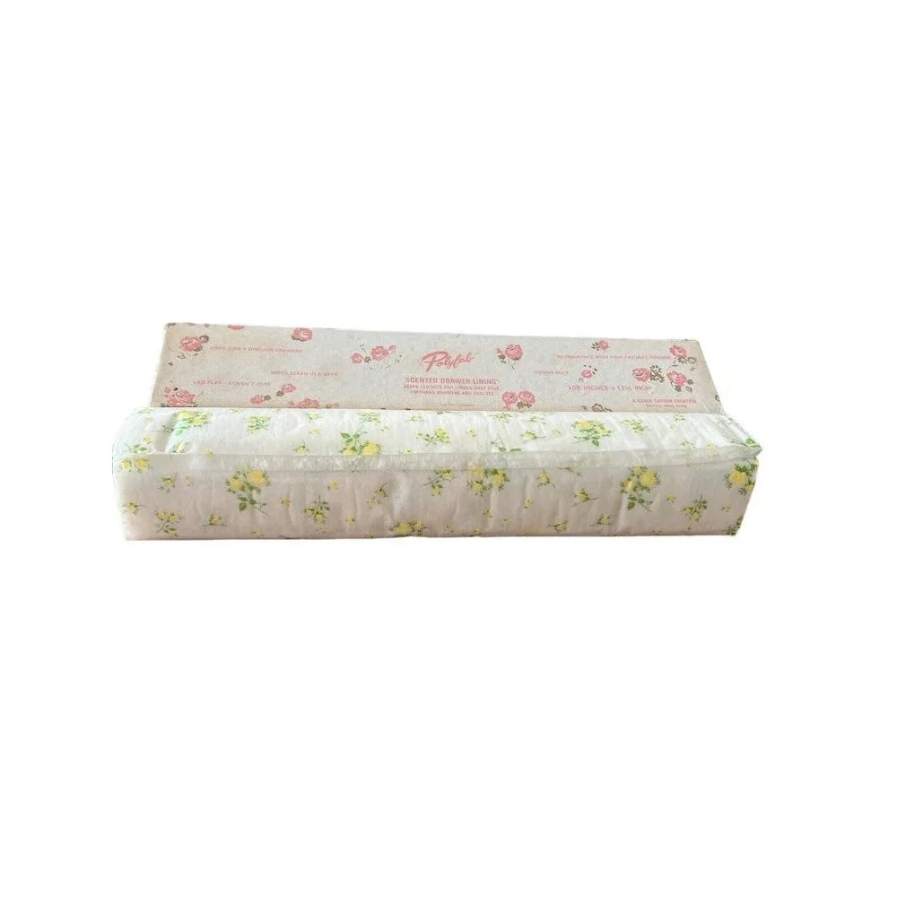 Vintage Poly Fab Scented Drawer Liner White Floral & Angel Print Original Box